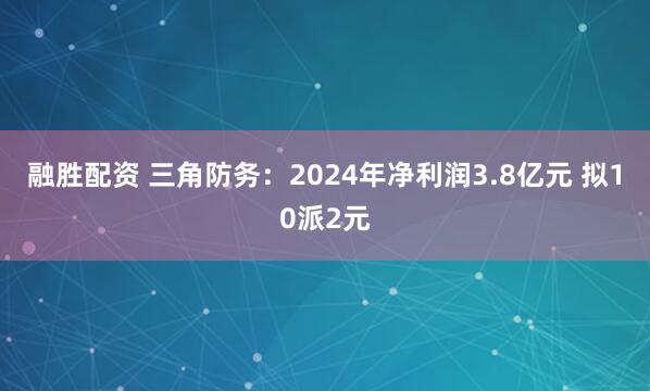 融胜配资 三角防务：2024年净利润3.8亿元 拟10派2元